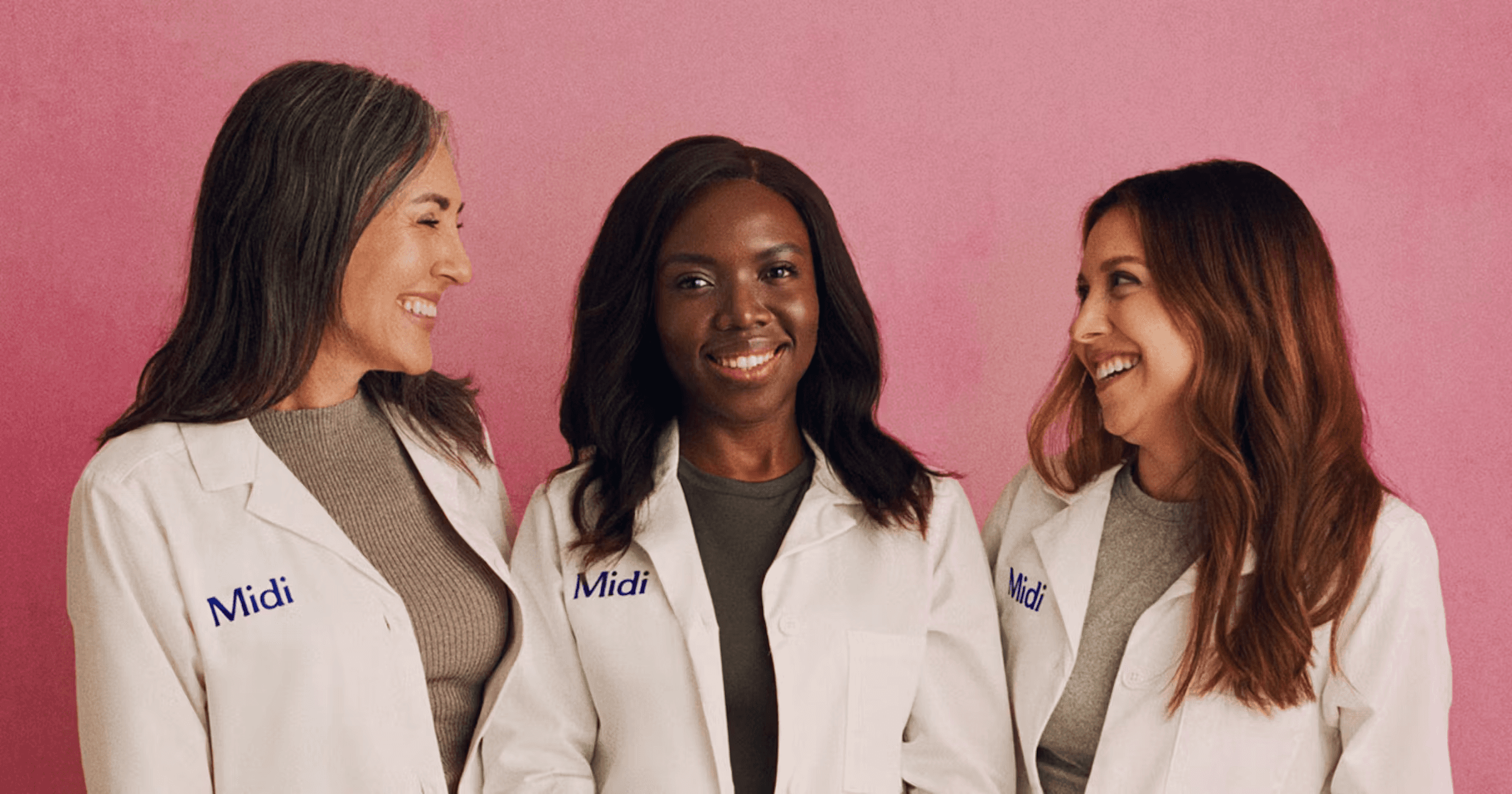Three Midi Health clinicians in white coats